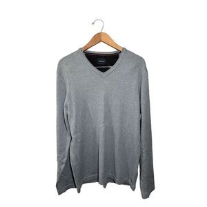 White Stuff Mens Blue V-Neck Cotton Wool Pullover Jumper Size Large Long Sleeve‎